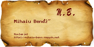 Mihaiu Benő névjegykártya